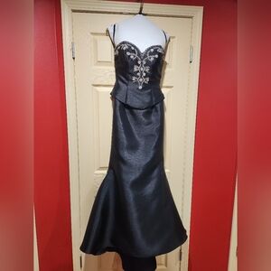 Jovani Strapless Mermaid Style Black Gown w/Shoulder Cover, Vintage, Size 4